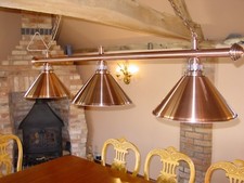 Canopy Lighting - Pool/ Snooker Table Canopy - Brushed Copper Bar and 3 Shades