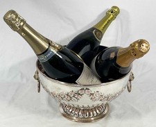 LARGE ORNATE SILVER PLATED CHAMPAGNE WINE COOLER MULTI BOTTLE ICE BUCKET f