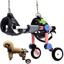 HobeyHove Adjustable Dog Wheelchair,Assist Small Pets, 5-Size (XXS Pink)