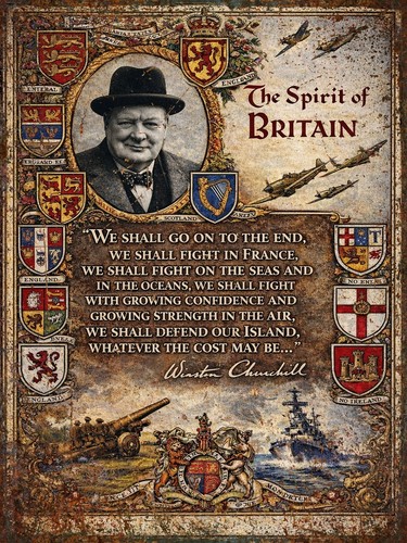 Churchill quote british - , retro