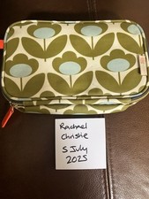 Orla Kiely blue & green floral wash bag/large cosmetic bag - double pouch - EUC
