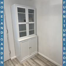 Large Freestanding Kitchen Pantry Cupboard Larder Storage Cabinet Glass Doors
