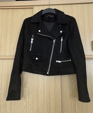 Zara Black faux suede biker