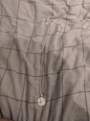Silver compass necklace - silver,