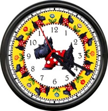 Scottie Dog In Red Sweater Scottish Terrier Collectible Gift Sign Wall Clock