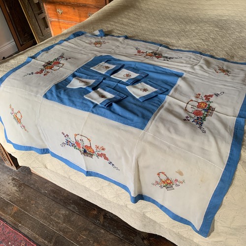 Vintage square blue cotton and