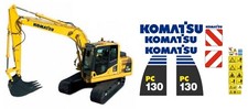 Komatsu PC130-8 Digger Excavator Decal Set .  Sticker Kit with Safety Stickers