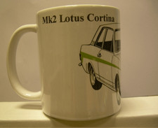 Mk2 Ford Lotus Cortina Coffee Cup Man Cave Garage Crimbo Birthday Christmas Gift