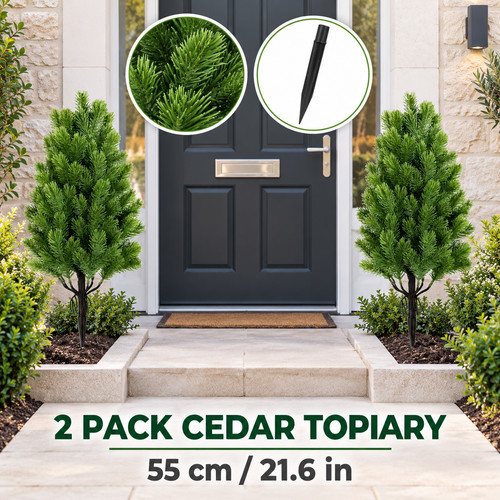 2pack artificial cedar - cedar, topiary