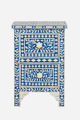 Blue bone inlay - inlay, nightstand