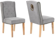 2 x Grey Velvet Dining Chairs