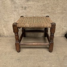 Vintage Footstool Stool Woven