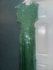Zara Mermaid Green Sequins Cut Out Stretch Bodycon Cocktail Evening Dress BNWT M