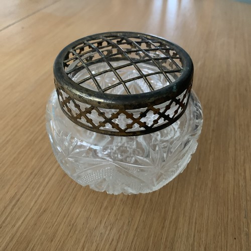 Vintage cut glass rose - glass, bowl