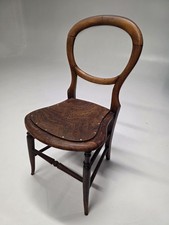 Antique Victorian Carved Walnut Balloon Back Bedroom Occasional Hall Chair