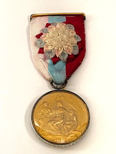 Vintage Silver Gilt Masonic Jewel Award Medal Hallmarked Rosetted Ribbon