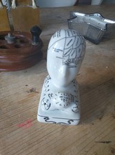 ANTIQUE DESIGN POTTERY PHRENOLOGY HEAD INKWELL STUDENT PSYCHOLOGY PSYCHIATRY