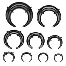 BLACK ACRYLIC CRESCENT TAPERS BUFFALO PINCHER EAR STRETCHING KIT 1.6MM - 10MM