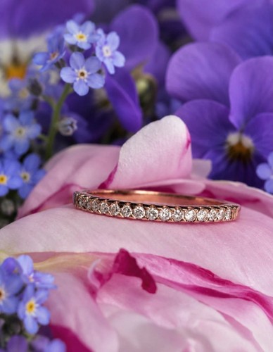 9ct gold diamond pave ring - gold,