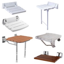 Shower Seat Folding Wall Mounted Bathroom Mobility Aid Legs Strong Fold Up Down