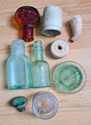 Mixed vintage glass bottle - vintage,