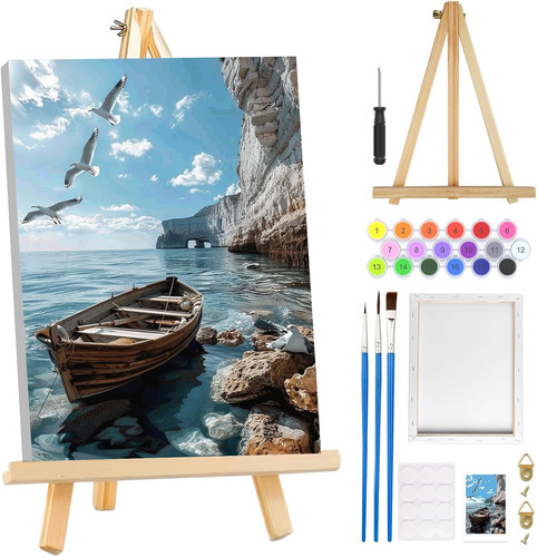 Lake landscape paint - paint, by