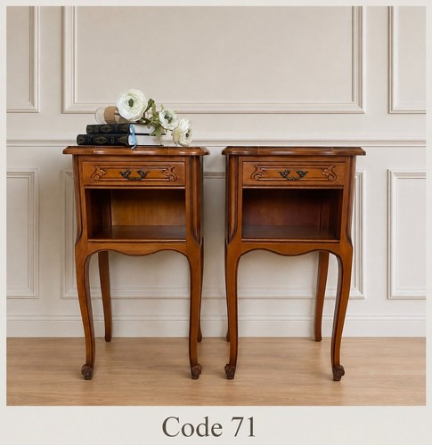 Pair vintage french bedside - french,