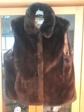 Frank Eden Faux Fur Gilet - Brown - Size 14.