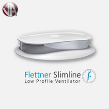 Flettner Slimline Low Profile Vent Van Roof WHITE Rotary Wind Driven Air Ribbed