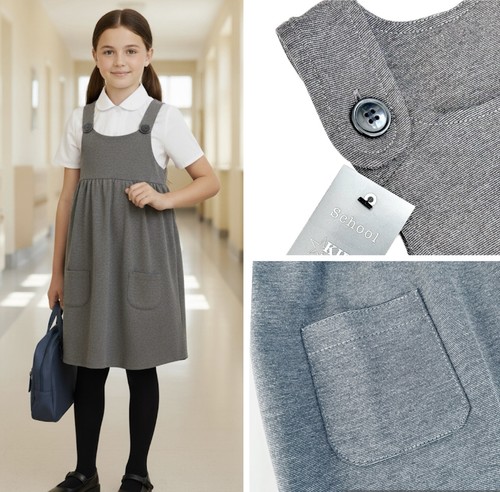 Girls grey school pinafore - grey,