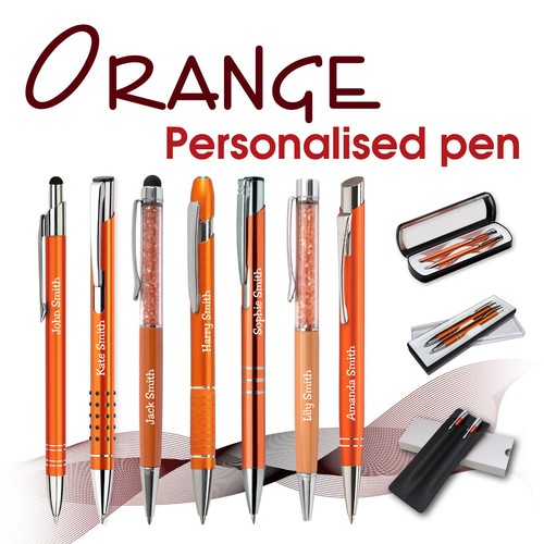 Personalised metal pen - , orange