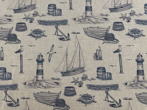Salcombe boats toile fabric - boats,