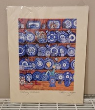 Penny Cox Signed print "Welsh Dresser" Lithograph Country living Circa 1990s