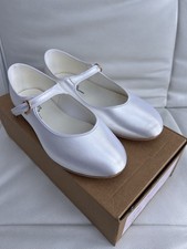 Girls White Satin Holy Communion, Bridesmaid Shoes - Size 2.5