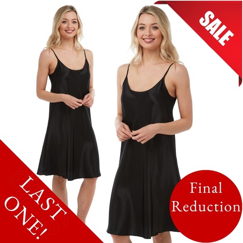 Black silky shiny satin - black, short