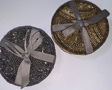 Set of 4 Gold Or Silver Glass Beaded Coasters Placemats 11 cm diameter BN