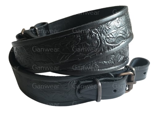 Deer design black leather - black,