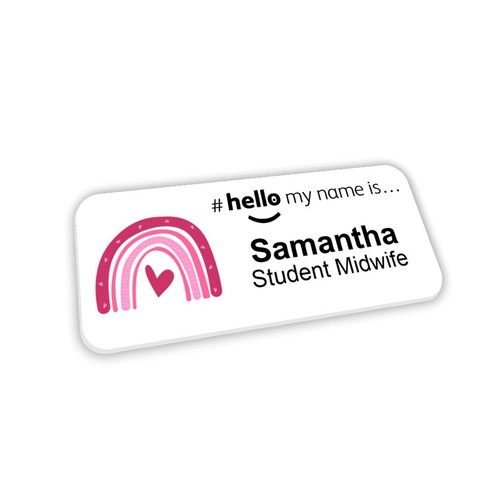 Hello name badge pink - my,