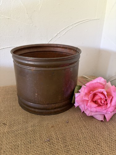 Antique copper round planter - antique,