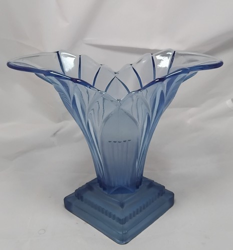 Art deco blue pressed glass - blue,