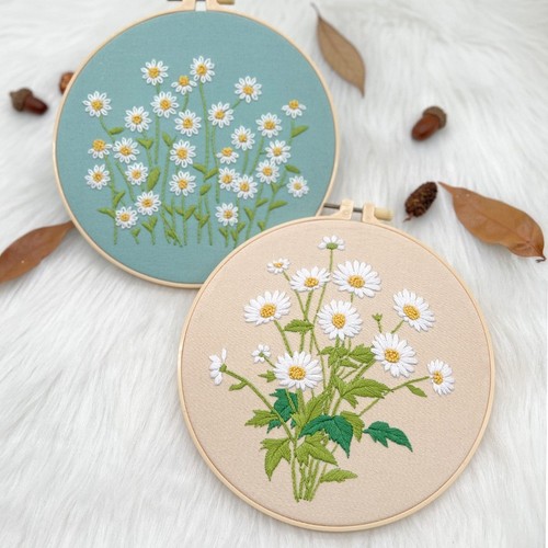 2pc daisies flower embroidery - 2pc,