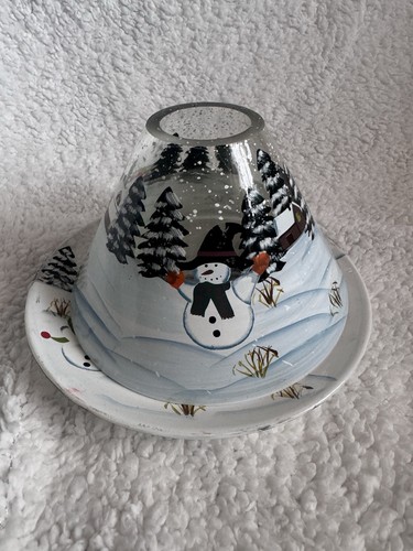 Yankee candle glass snowman - candle,