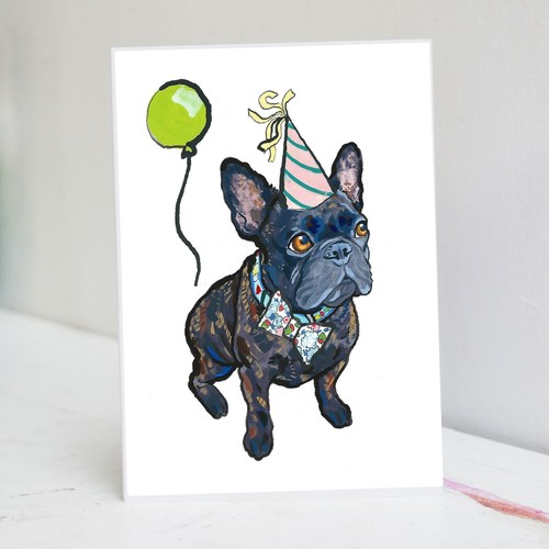 French bulldog birthday - french, card