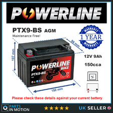 Replaces YTX9-BS Motorcycle