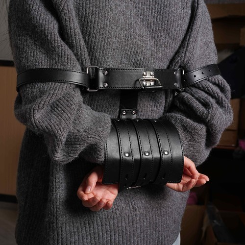 Leather black wrist cuffs - pu,