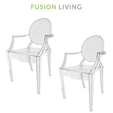 Set of 2/4/6 Ghost Chairs - Transparent Clear Dining Chairs - Plastic Armchair