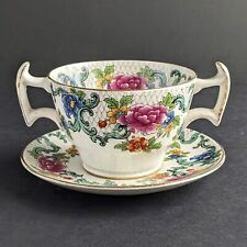 Antique Booths Floradora 2-Handled Teacup Matching Saucer Rare