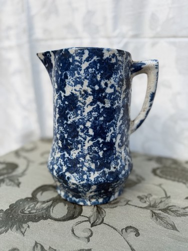 Antique blue white spongeware - antique,