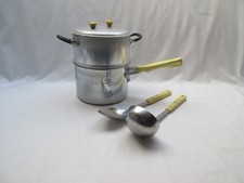 Vintage Pyramid aluminium steamer ban marie porringer saucepans kitchen utensils
