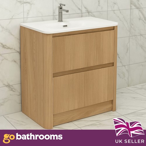 Oak ribbed vanity unit - oak,
